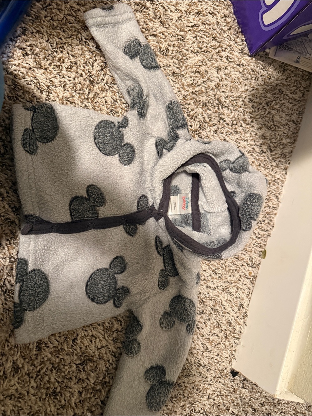 Disney Gray Fleece Hoodie with Dark Gray Mickey Silhouettes